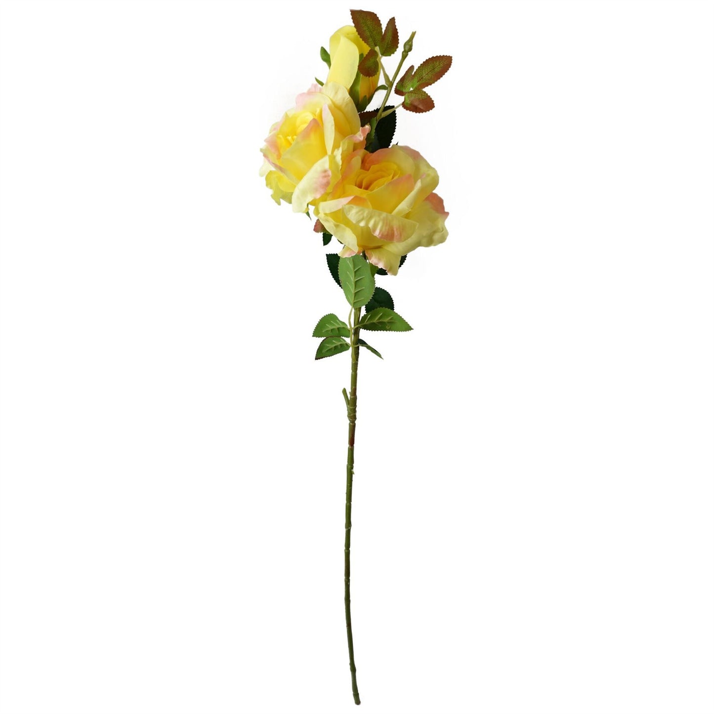 80cm Medium Artificial Yellow Rose Stem – Realistic Faux Yellow Rose Flower