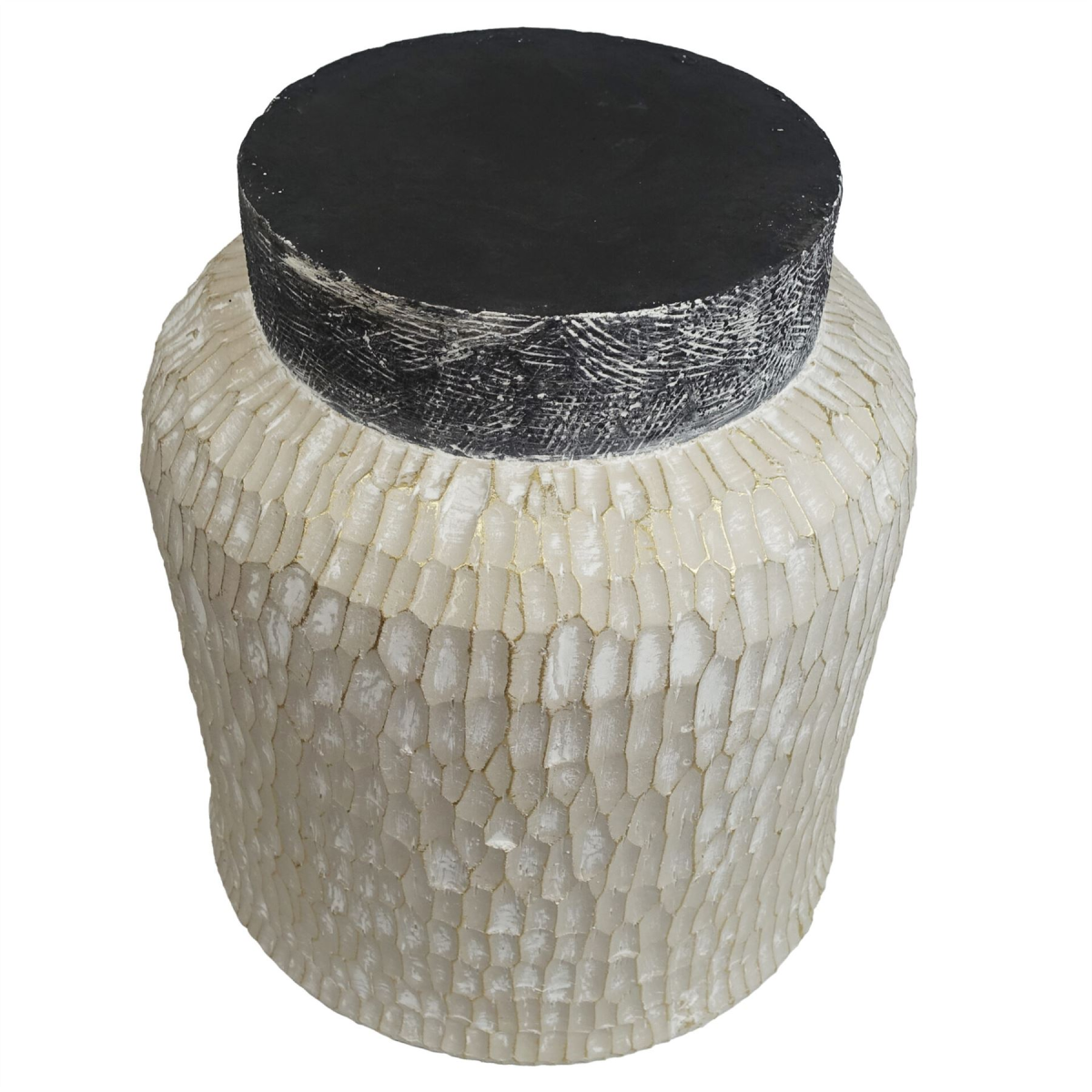 32cm x 29cm Large Brushed Gold Stone Effect Planter – Composite Indoor Plant Pot