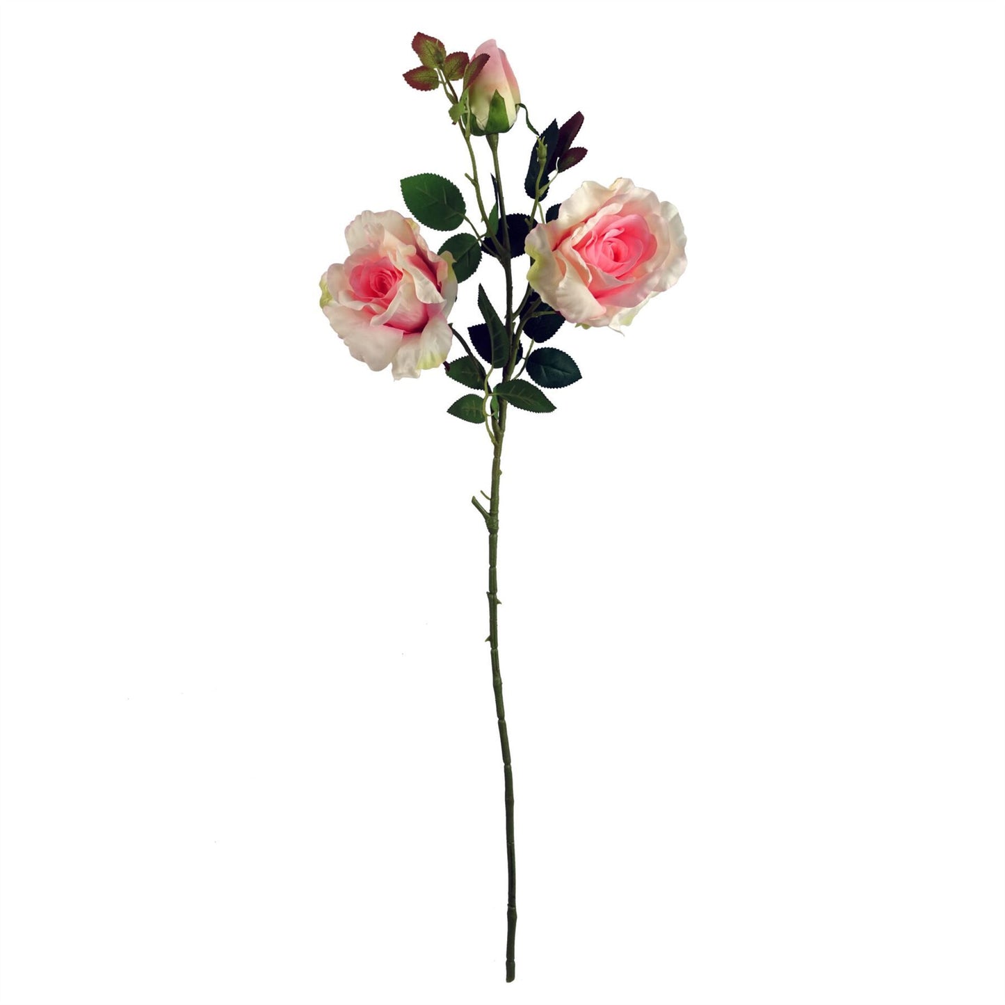 6 x 80cm Medium Artificial Pink Rose Stems – Faux Pink Roses for Vases & Arrangements