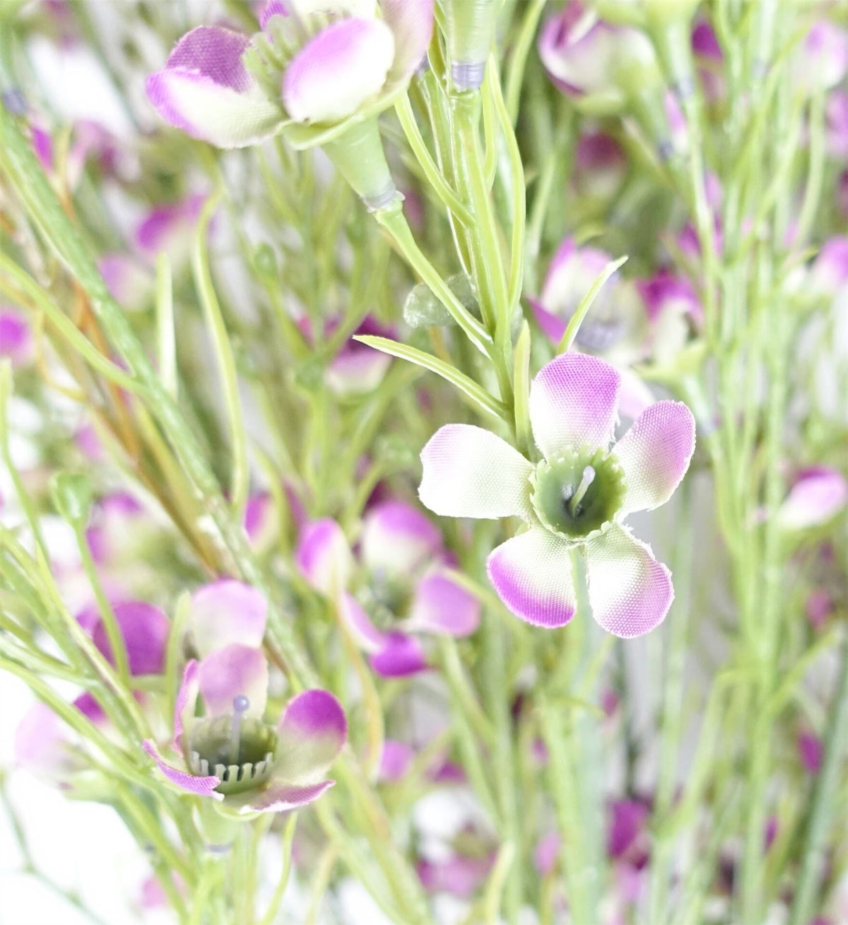 6 x 100cm Large Artificial Foliage with Small Purple Flowers Bare Stems – Realistic Faux Flower Stems