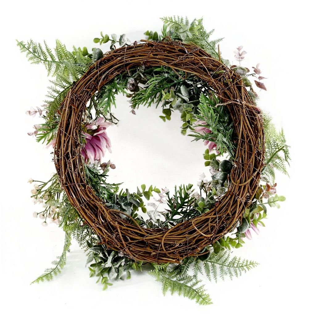 45cm Medium Artificial Pink Floral Wreath – Elegant Faux Blossom Spring Door & Wall Décor