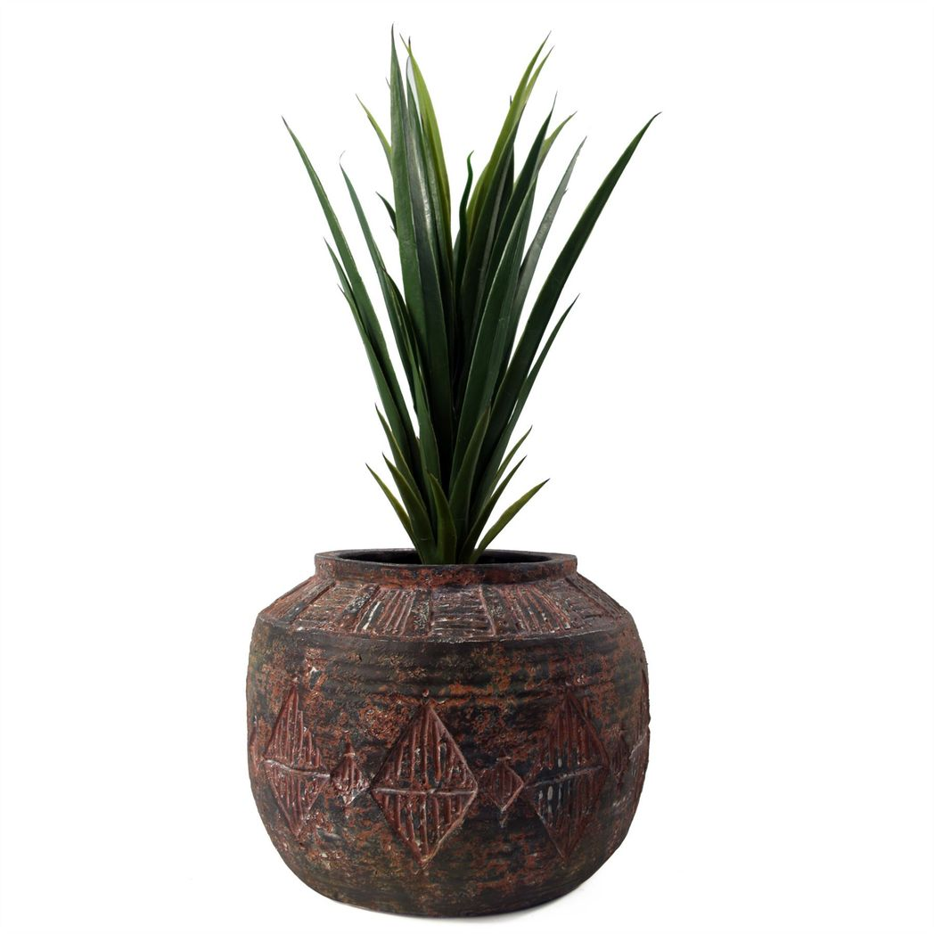 36cm x 27cm Large Aztec Diamond Planter – Textured Composite Plant Pot