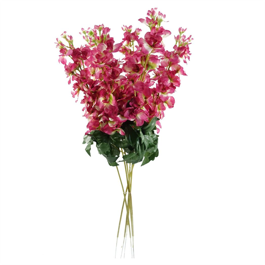 6 x 75cm Medium Dark Pink Artificial Delphinium Stems – Silk Flower Set