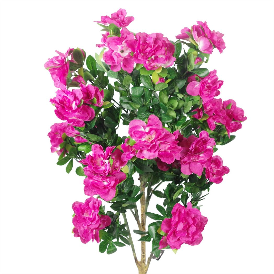 100cm Large Premium Artificial Pink Azalea Plant with Silver Planter – Realistic Silk Flowers