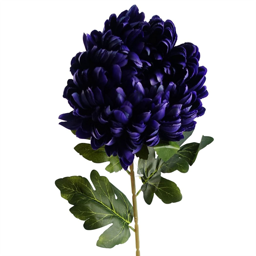 6 x 75cm Medium Artificial Purple Chrysanthemum Stems – Realistic Reflex Flower Set