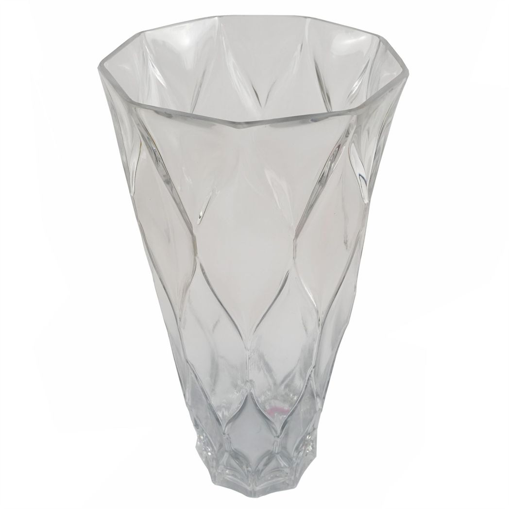 35cm Large Clear Chunky Ridged Glass Vase – Textured Bud Vase for Real or Artificial Flowers