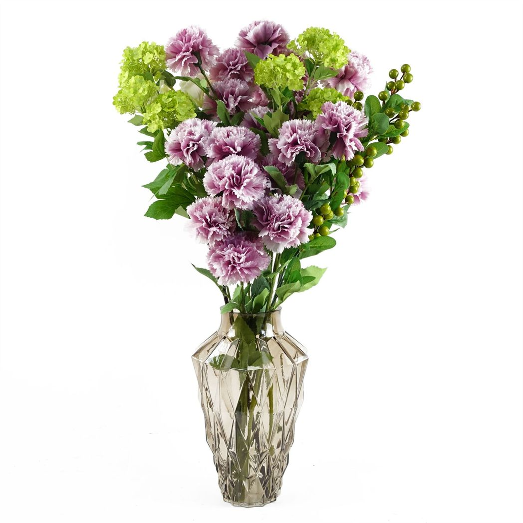 6 x 70cm Medium Pink Artificial Carnation Stems – Silk Flower Set