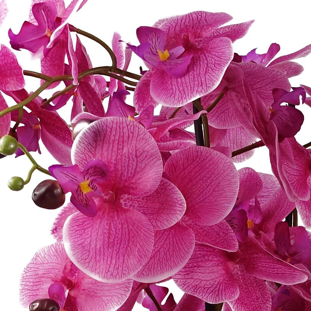 60cm Medium Pink Artificial Orchid in Gold Ceramic Planter – Realistic & Elegant Floral Display
