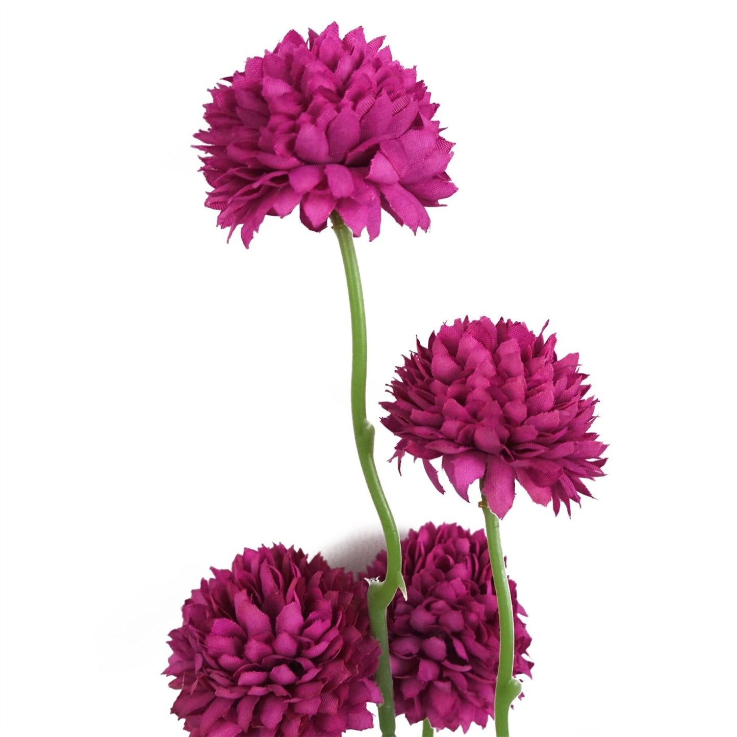 6 x 50cm Small Artificial Pink Dahlia Pompom Stems – Faux Dahlia Flowers
