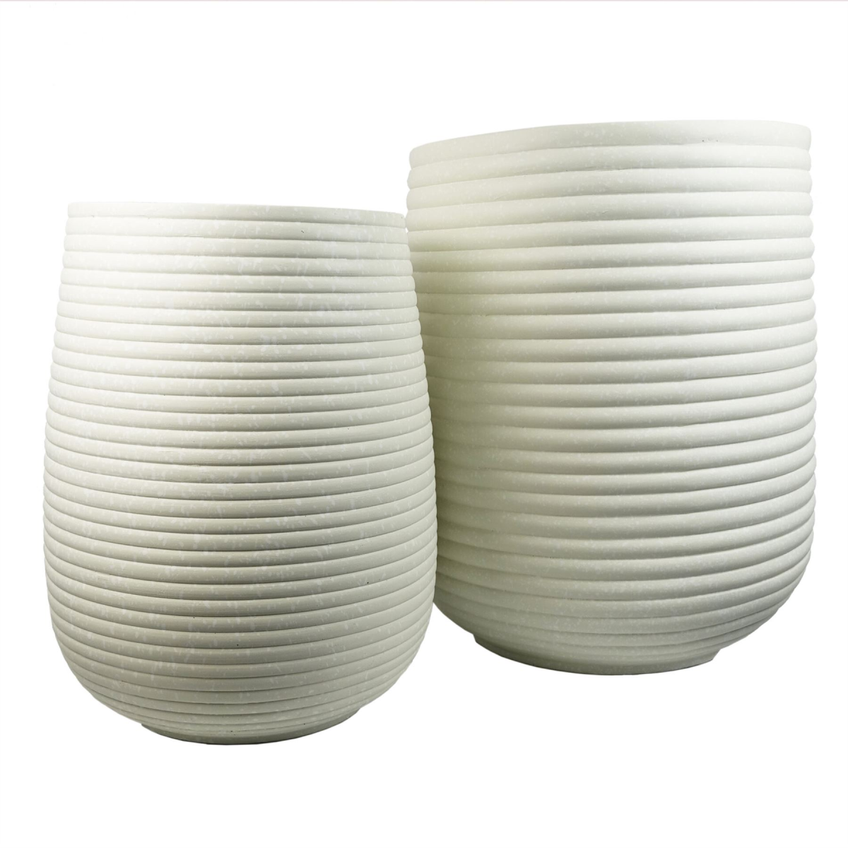 46cm x 40cm Extra Large Mikos Ridged Composite Planter – Stone Effect Indoor Planter