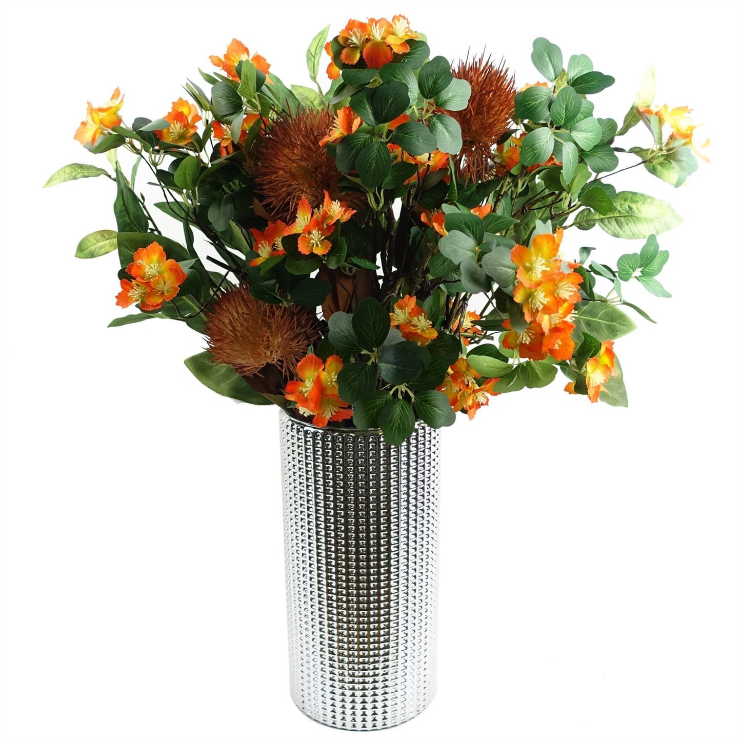 6 x 70cm Medium Yellow Artificial Globe Thistle Stems – Realistic Faux Flowers