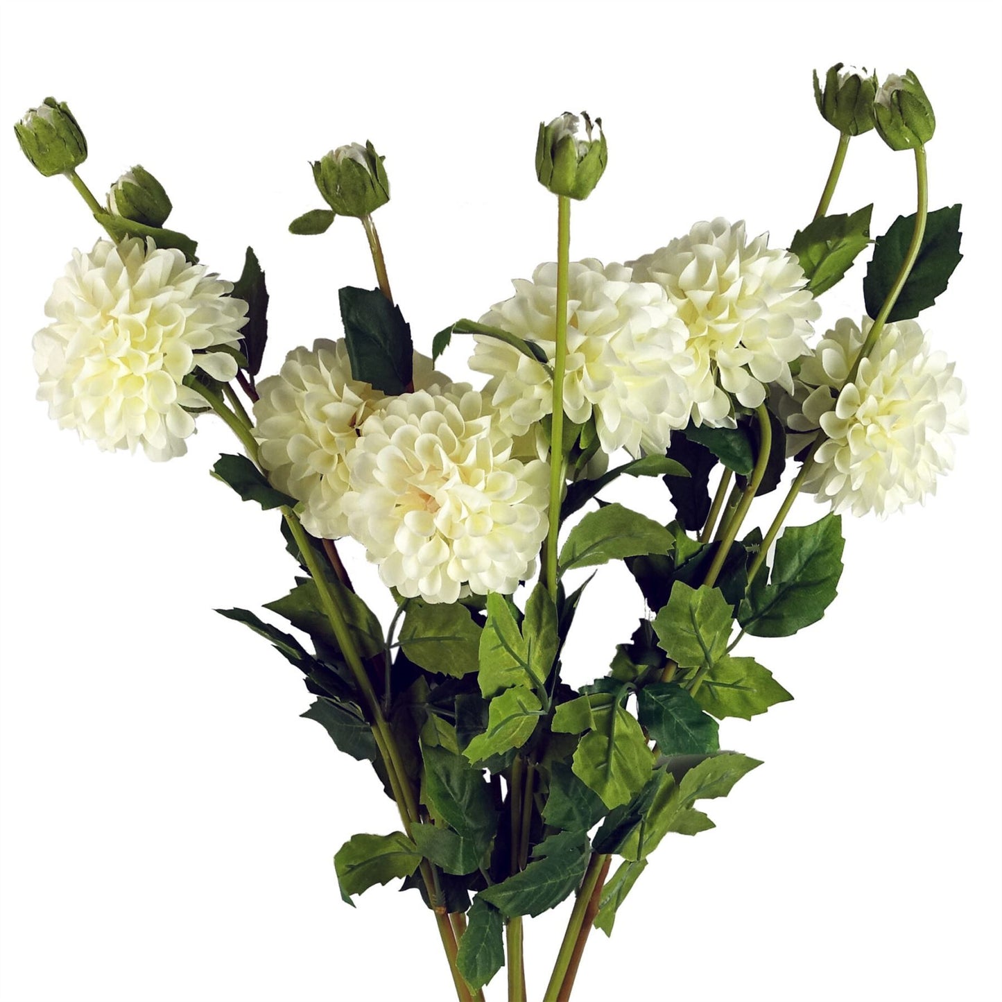 75cm Medium Artificial Cream Dahlia Pompom Flower – Faux Dahlia Stem