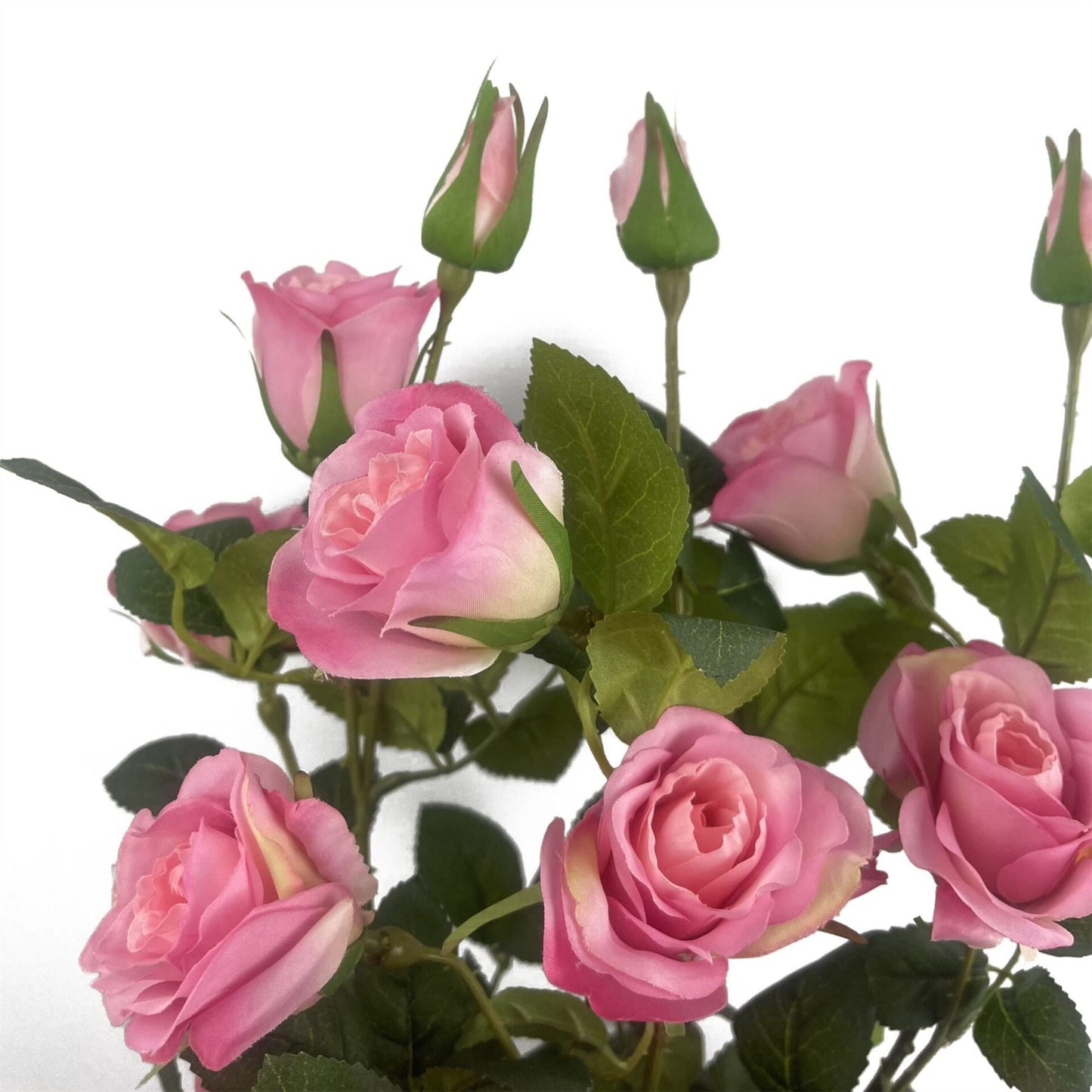 60cm Medium Artificial Rose Bush with Pink Silk Flowers – Premium Faux Rose Plant