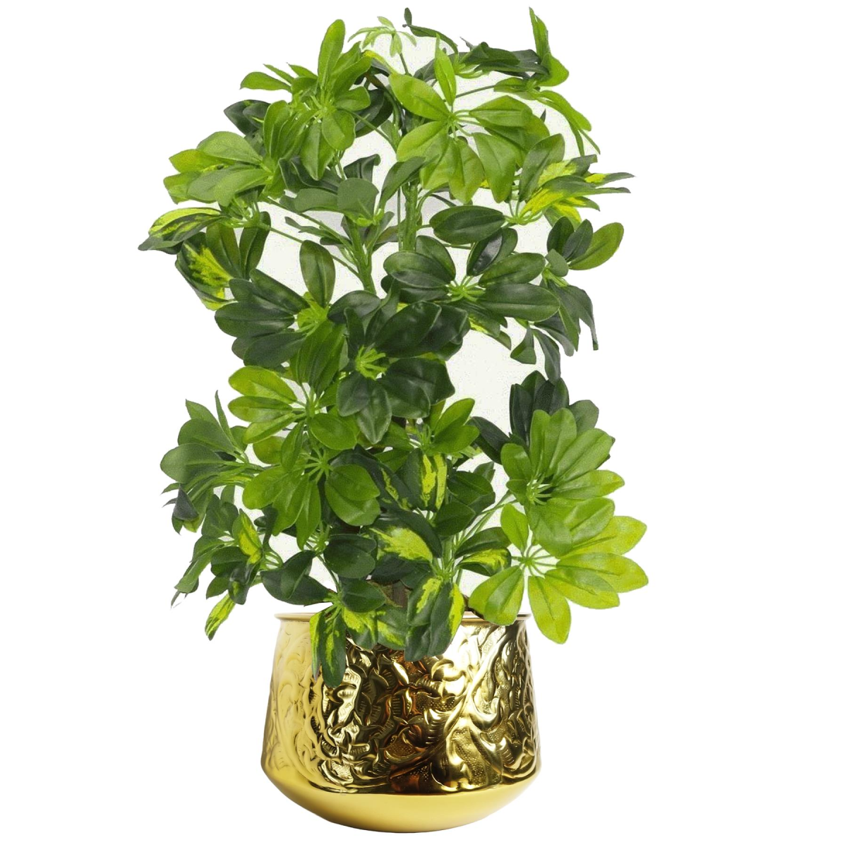 24cm x 18cm Medium Gold Swirl Metal Planter – Decorative Gold Plant Pot