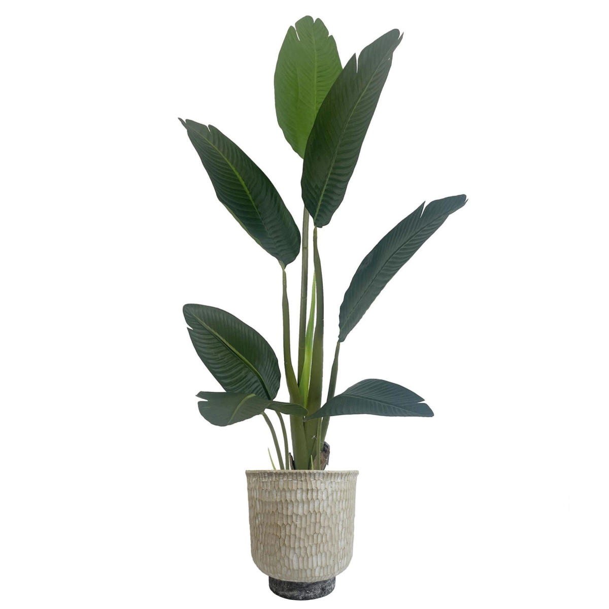 32cm x 29cm Large Brushed Gold Stone Effect Planter – Composite Indoor Plant Pot