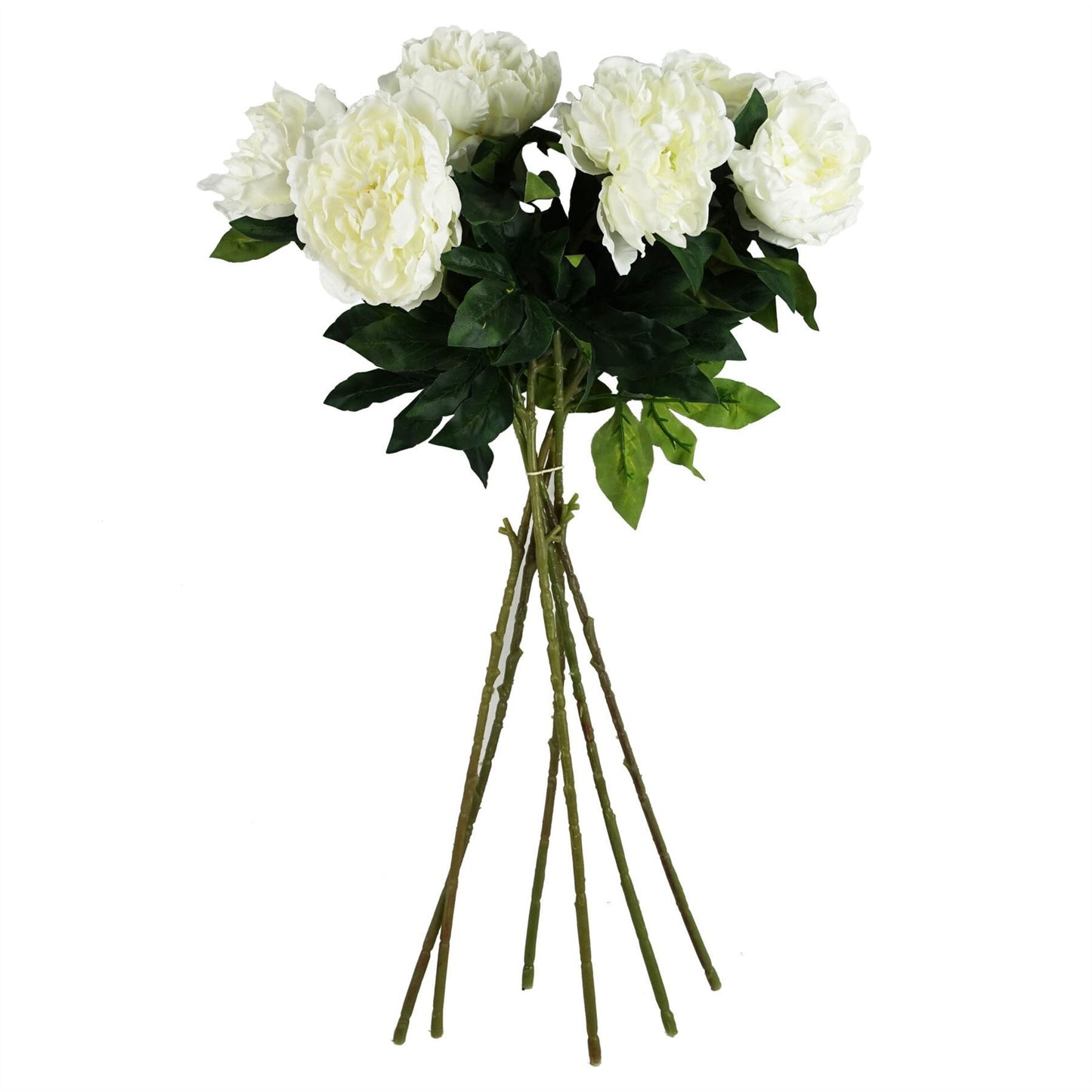 6 x 80cm Medium Artificial White Peony Stems – Realistic Faux Peony Flower Set