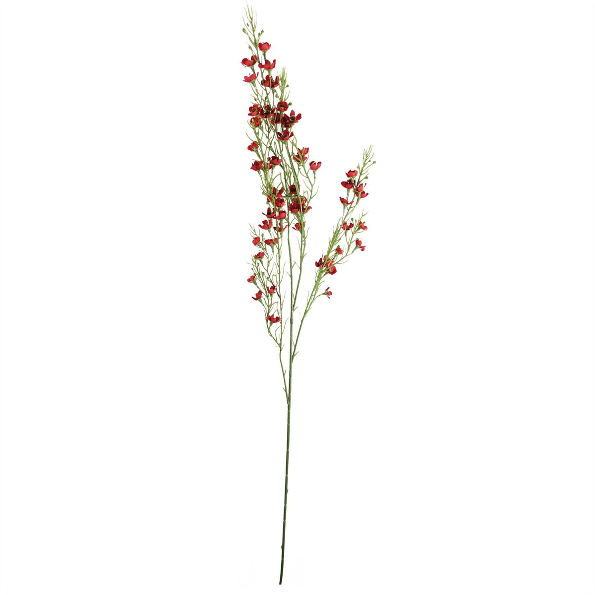100cm Large Artificial Foliage with Small Red Flowers - Realistic Faux Flower Stem