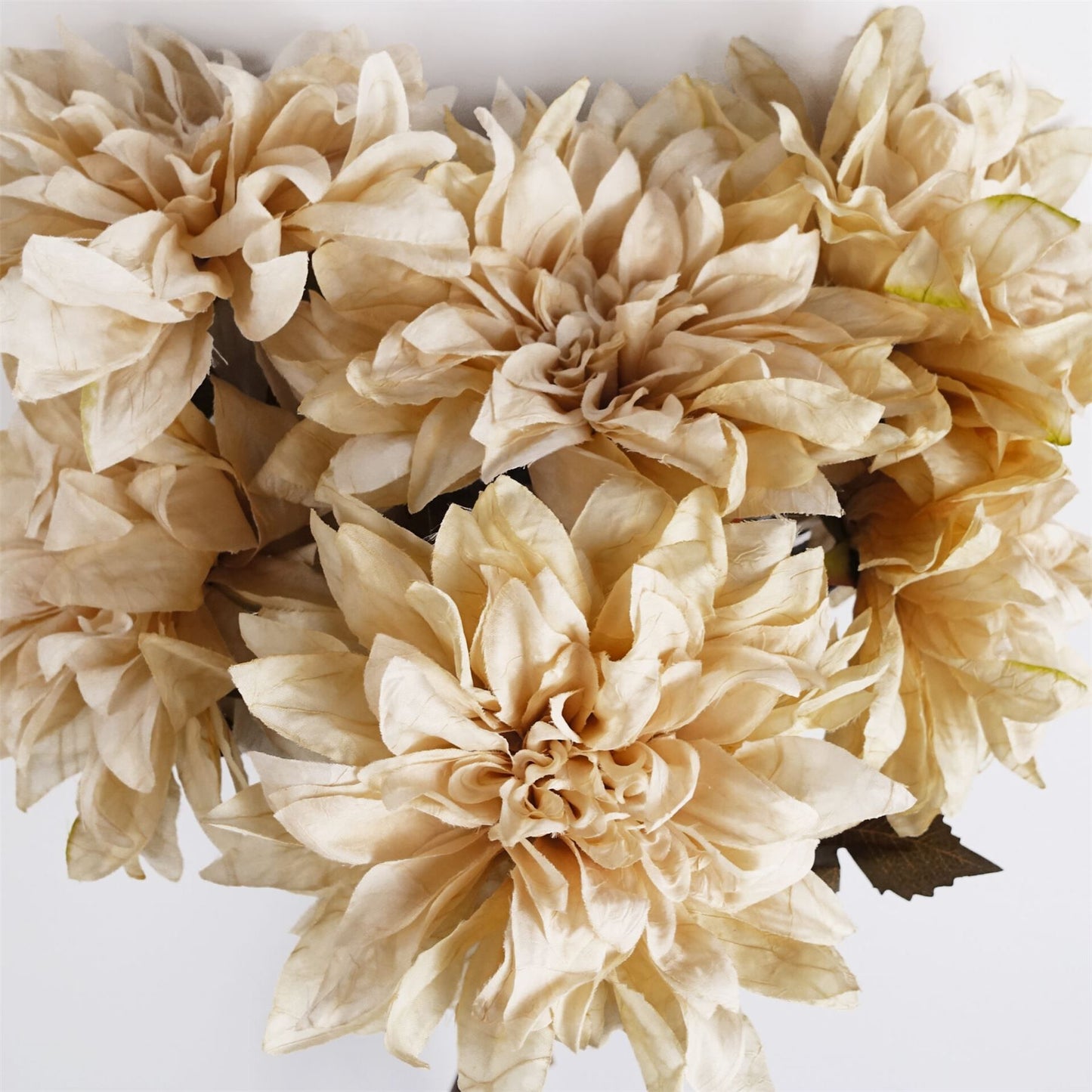 6 x 55cm Small Artificial Dusty Cream Dahlia Flowers – Faux Dahlia Stems