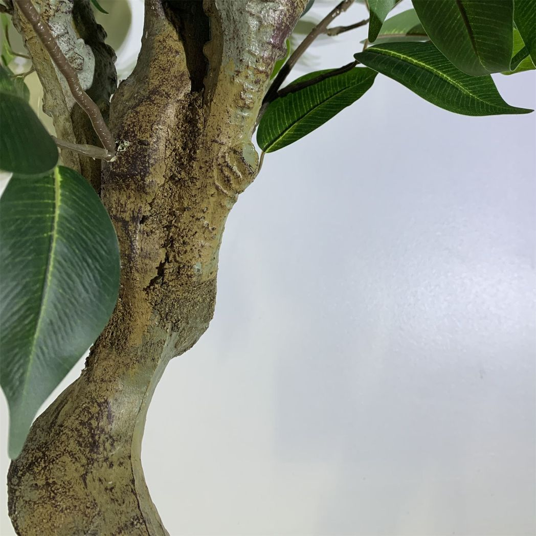 110cm Medium Artificial Evergreen Ficus Tree with Straight Copper Planter – Realistic Faux Indoor Tree