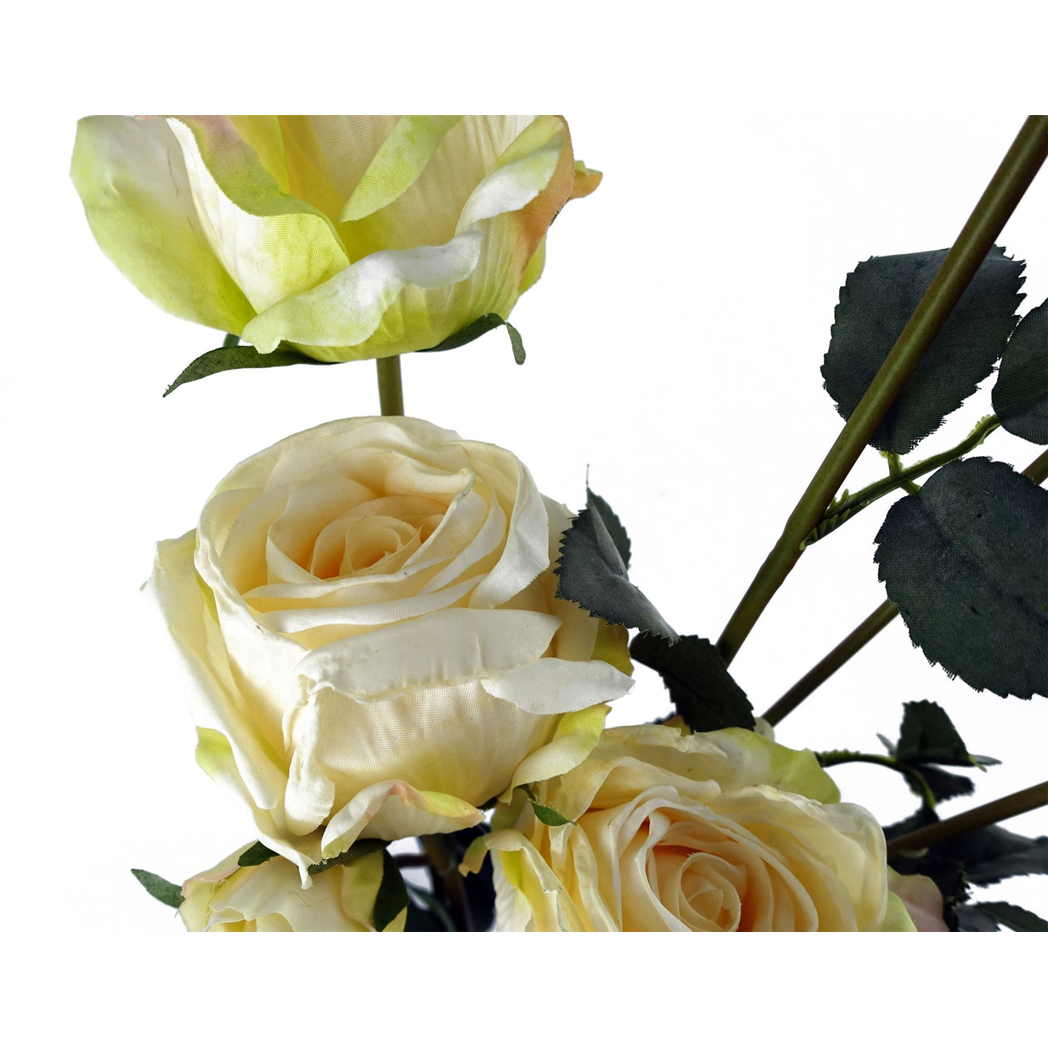 60cm Medium Premium Artificial Cream Rose Spray – Realistic Faux Rose with 4 Flowers & 3 Buds