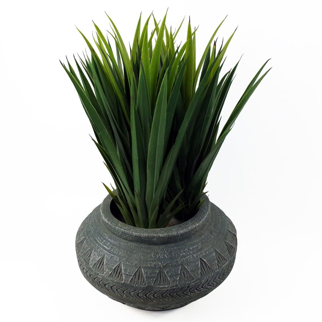 40cm x 21cm Large Grey Gliese Triangle Composite Planter – Rustic Indoor Plant Pot