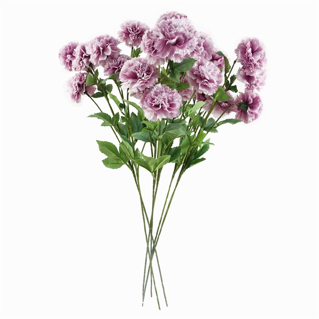 6 x 70cm Medium Pink Artificial Carnation Stems – Silk Flower Set