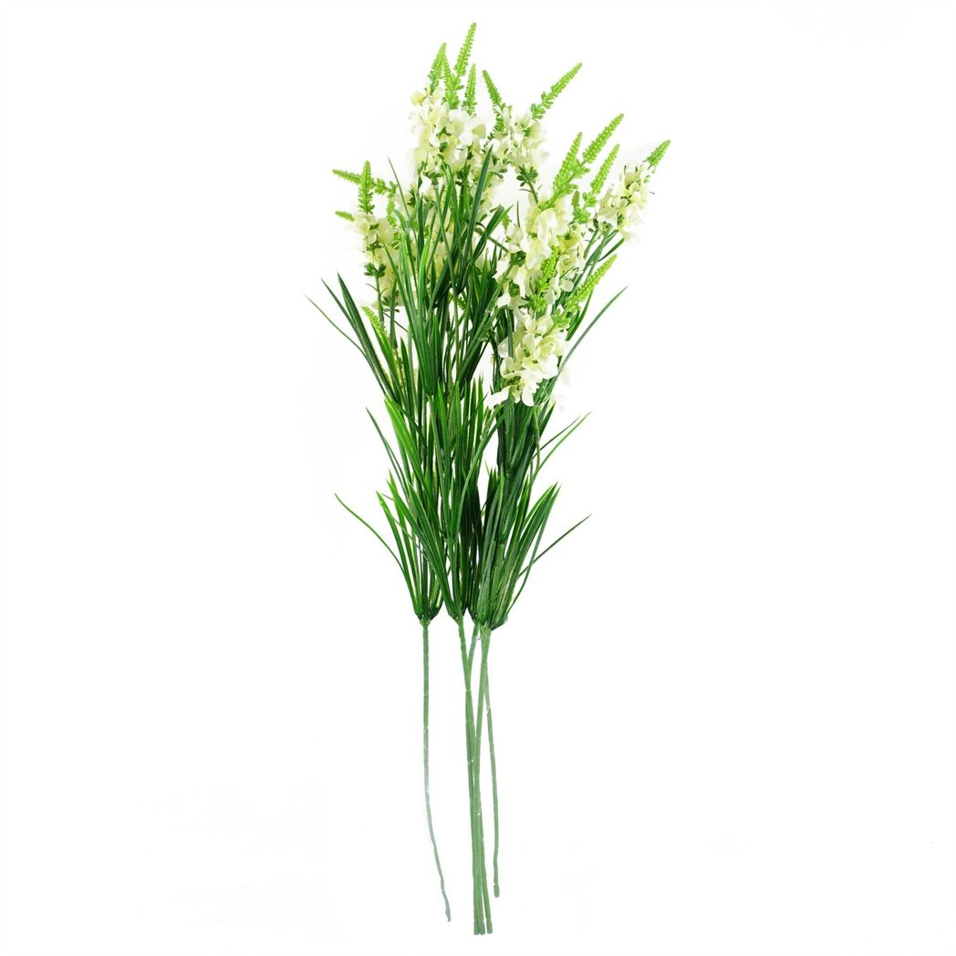 6 x 80cm Medium White Artificial Larkspur Stems – Silk Flower Set