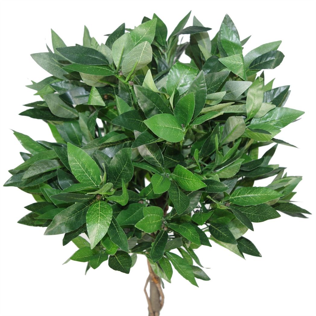 90cm Small Artificial Bay Laurel Ball Tree – Plain Natural Trunk Topiary for Home or Office