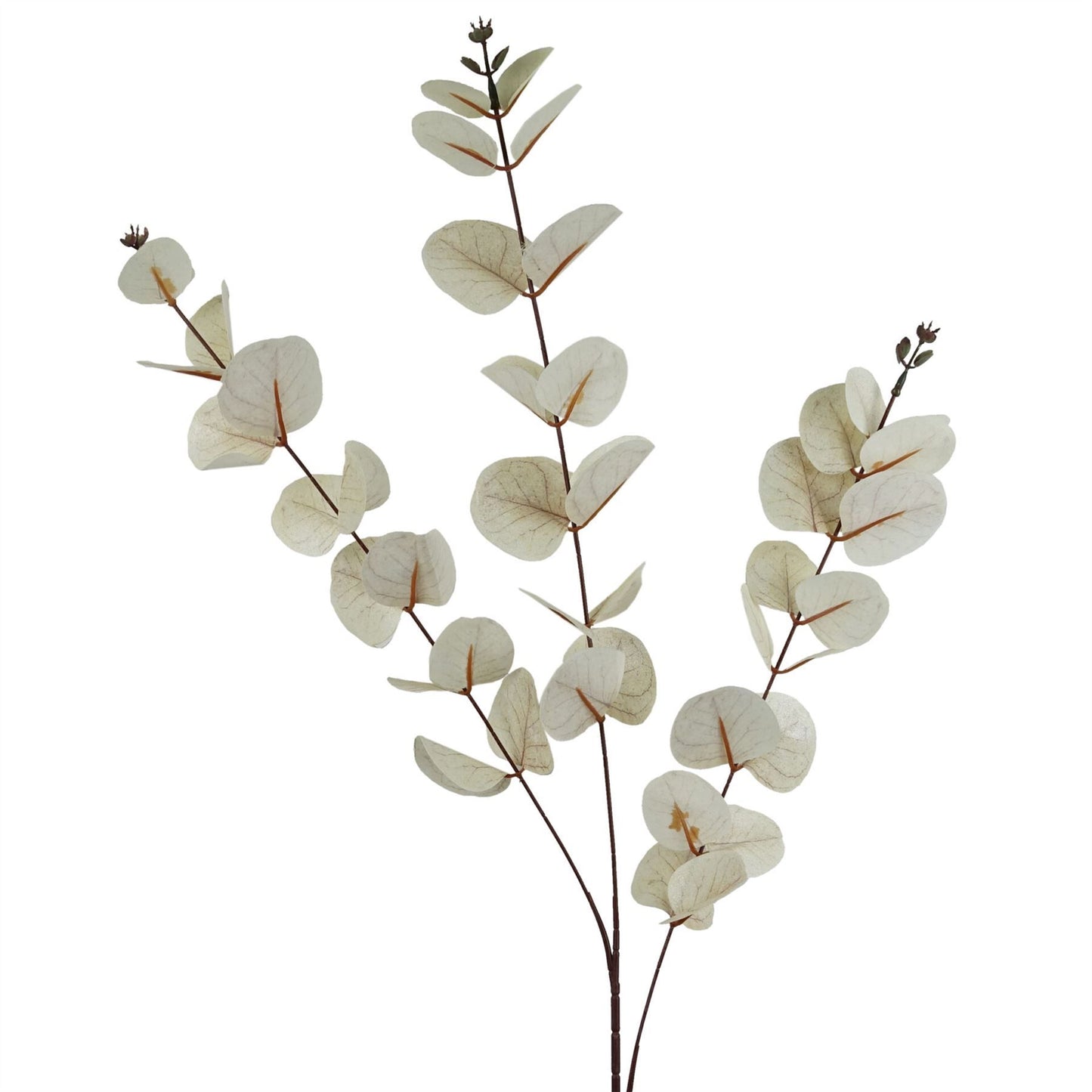6 x 80cm Medium Artificial White Eucalyptus Stems – Faux Eucalyptus Bundle