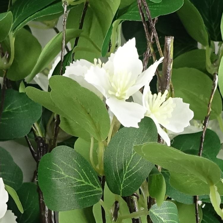 6 x 60cm Medium Artificial White Flowers & Foliage – Realistic Faux Flower Spray
