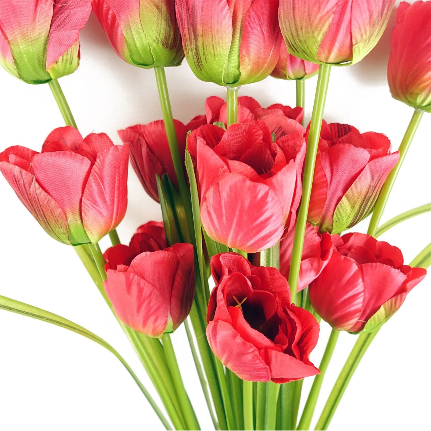 6 x 80cm Artificial Red Tulip Stems – Faux Realistic Tulip Flower Set