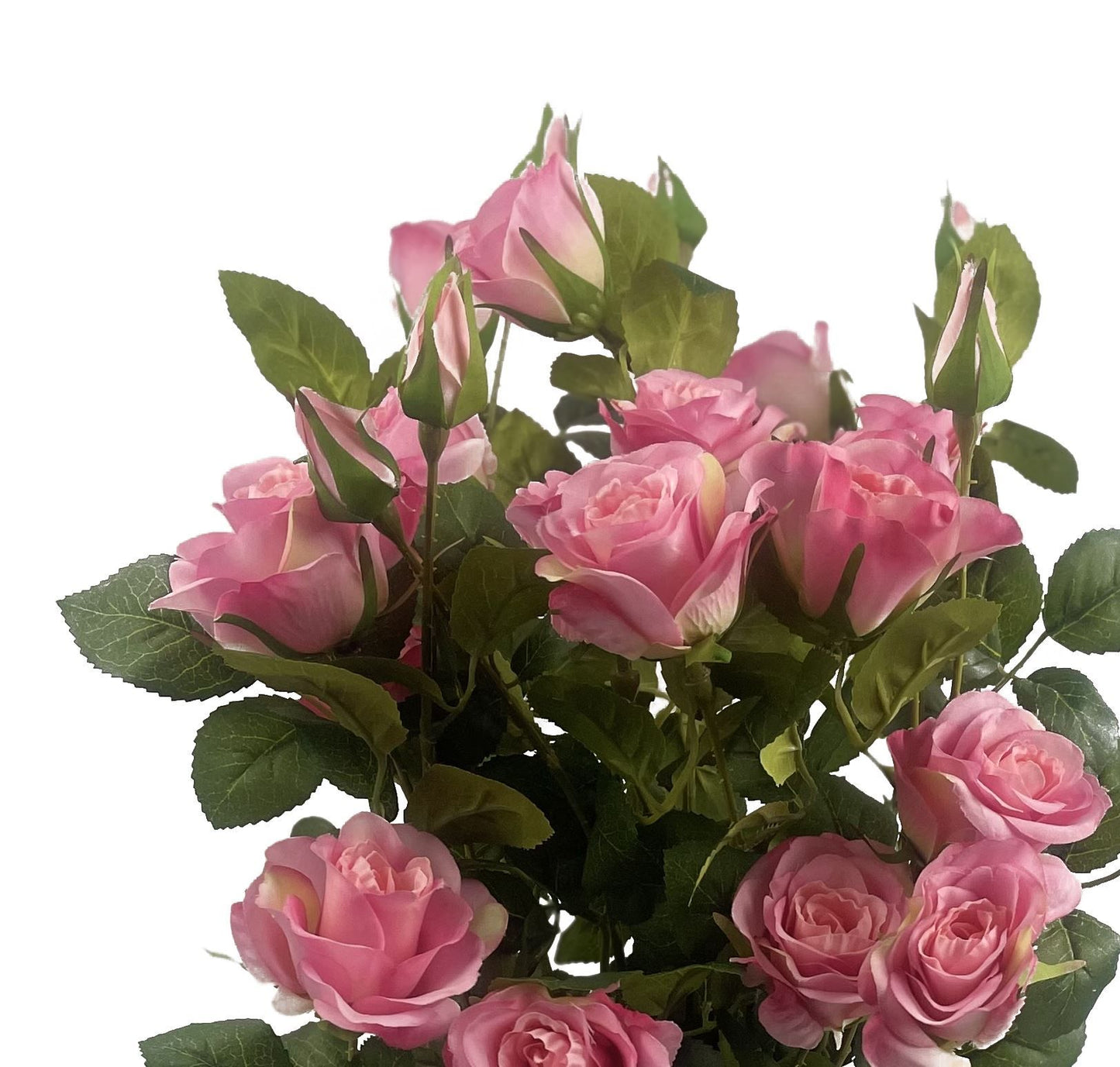60cm Medium Artificial Rose Bush with Pink Silk Flowers – Premium Faux Rose Plant