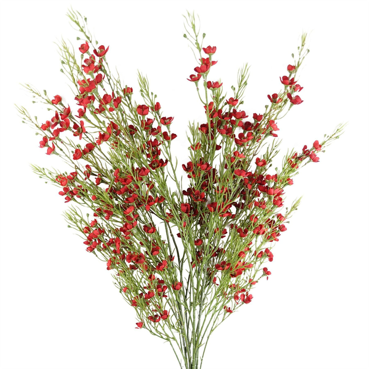 100cm Large Artificial Foliage with Small Red Flowers - Realistic Faux Flower Stem