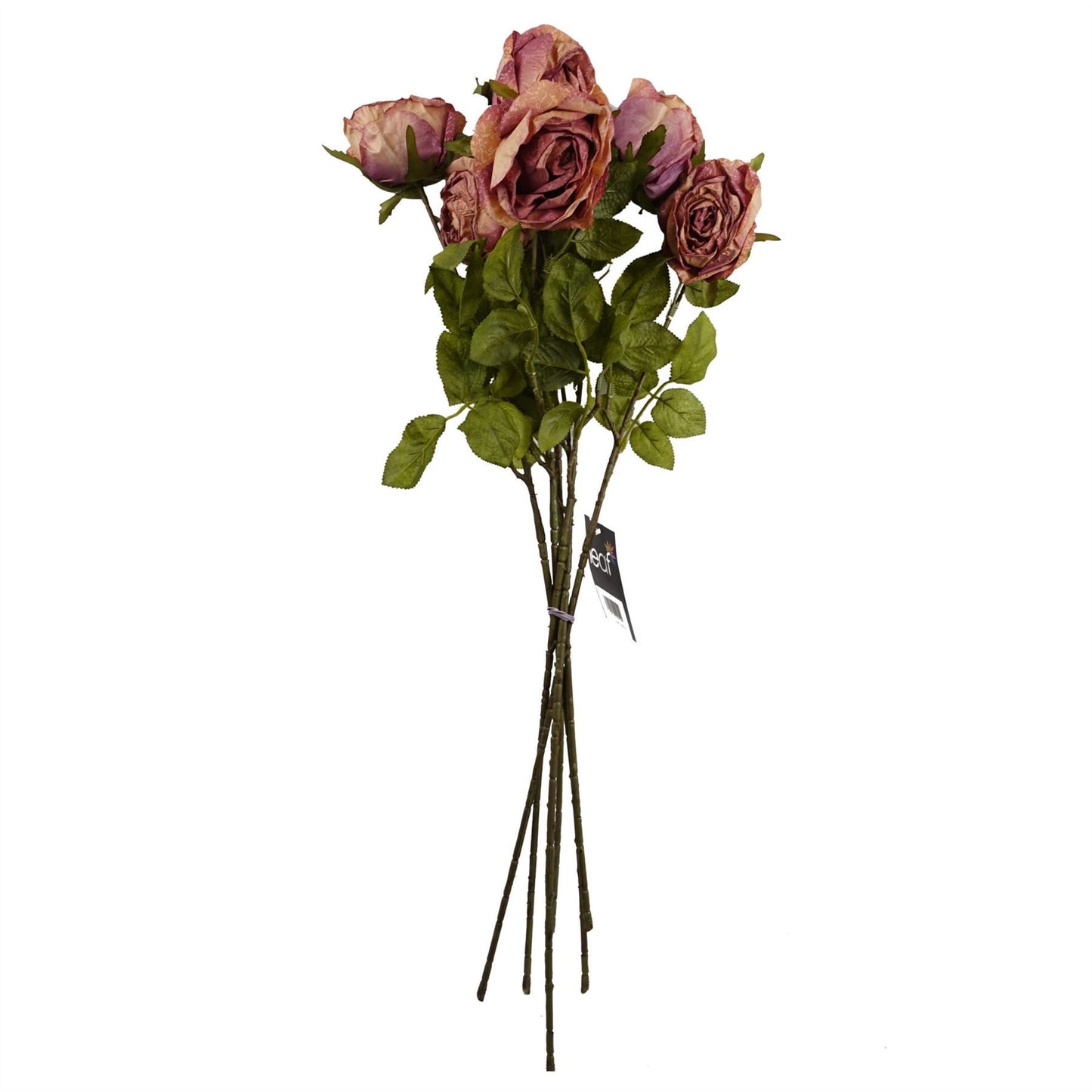 6 x 70cm Medium Artificial Dark Pink Rose Stems – Faux Roses for Vases & Displays
