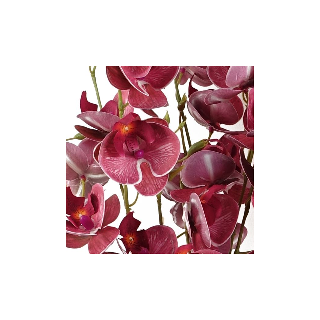 6 x 80cm Medium Artificial Dark Pink Mini Orchid Flowers – Faux Orchid Stems