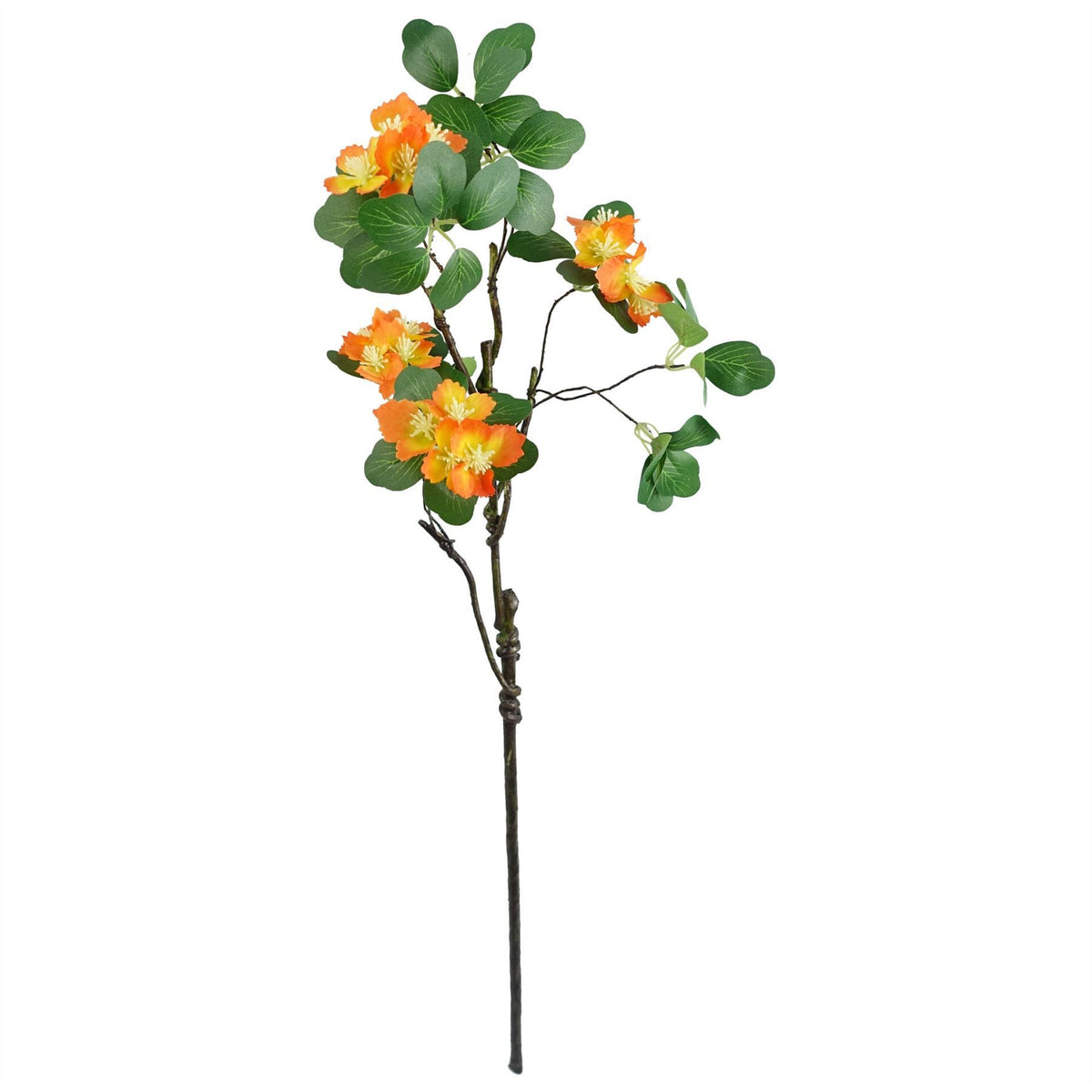 6 x 60cm Medium Artificial Orange Flowers & Foliage – Realistic Faux Flower Spray