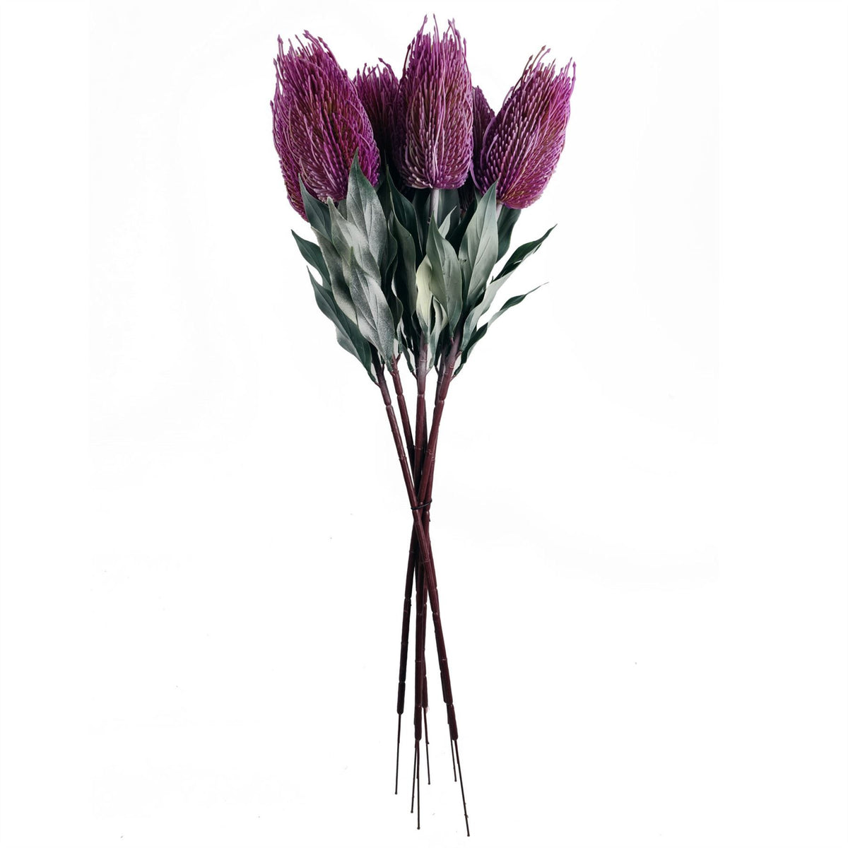 6 x 75cm Medium Artificial Pink Banksia Menziesii Flowers – Realistic Faux Stems