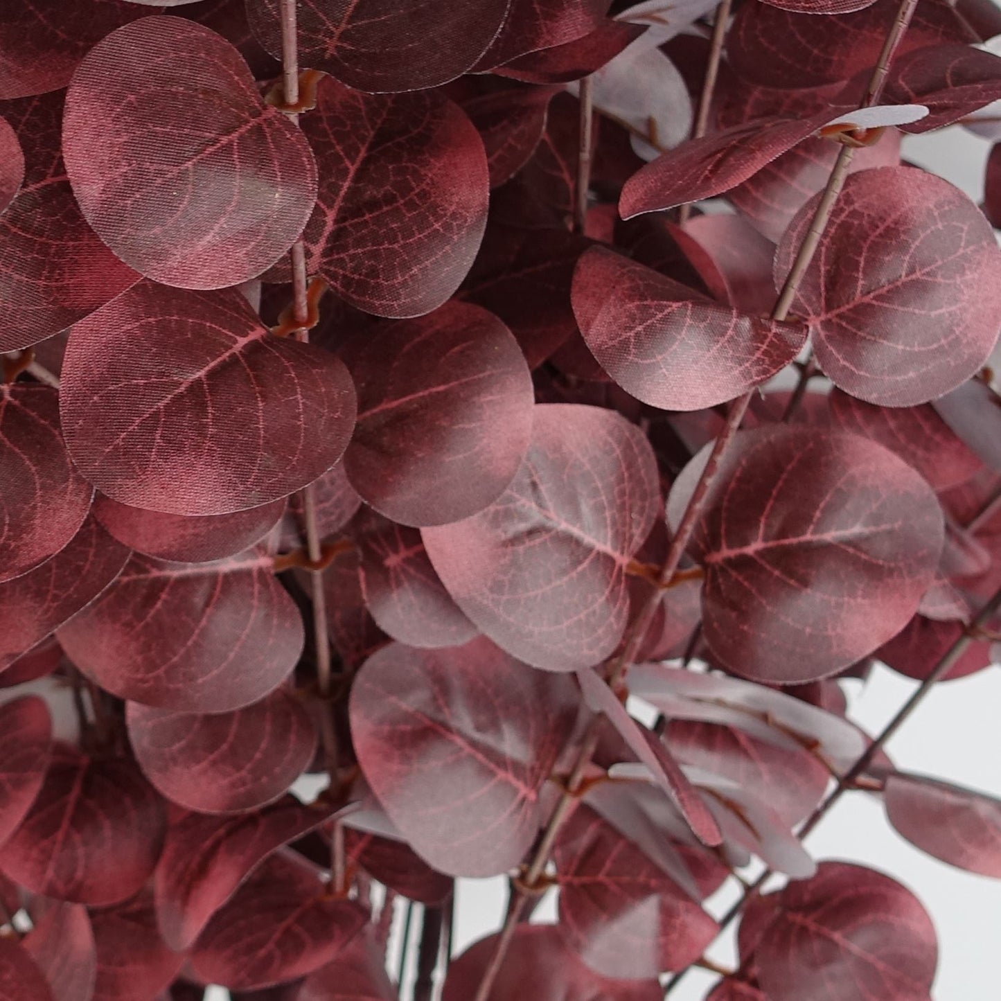 100cm Large Artificial Burgundy Eucalyptus Stem – Faux Eucalyptus Foliage