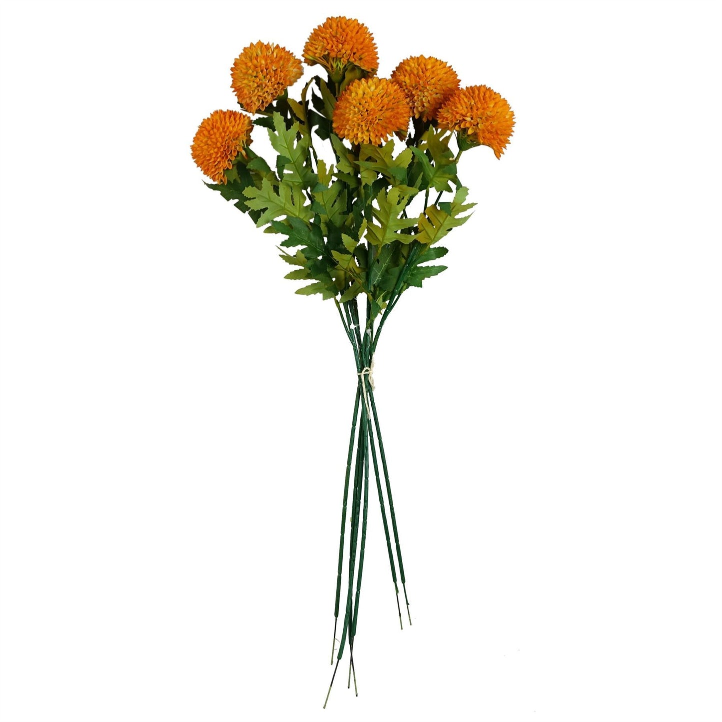 6 x 70cm Medium Artificial Yellow Ball Dahlia Flowers – Faux Dahlia Stems