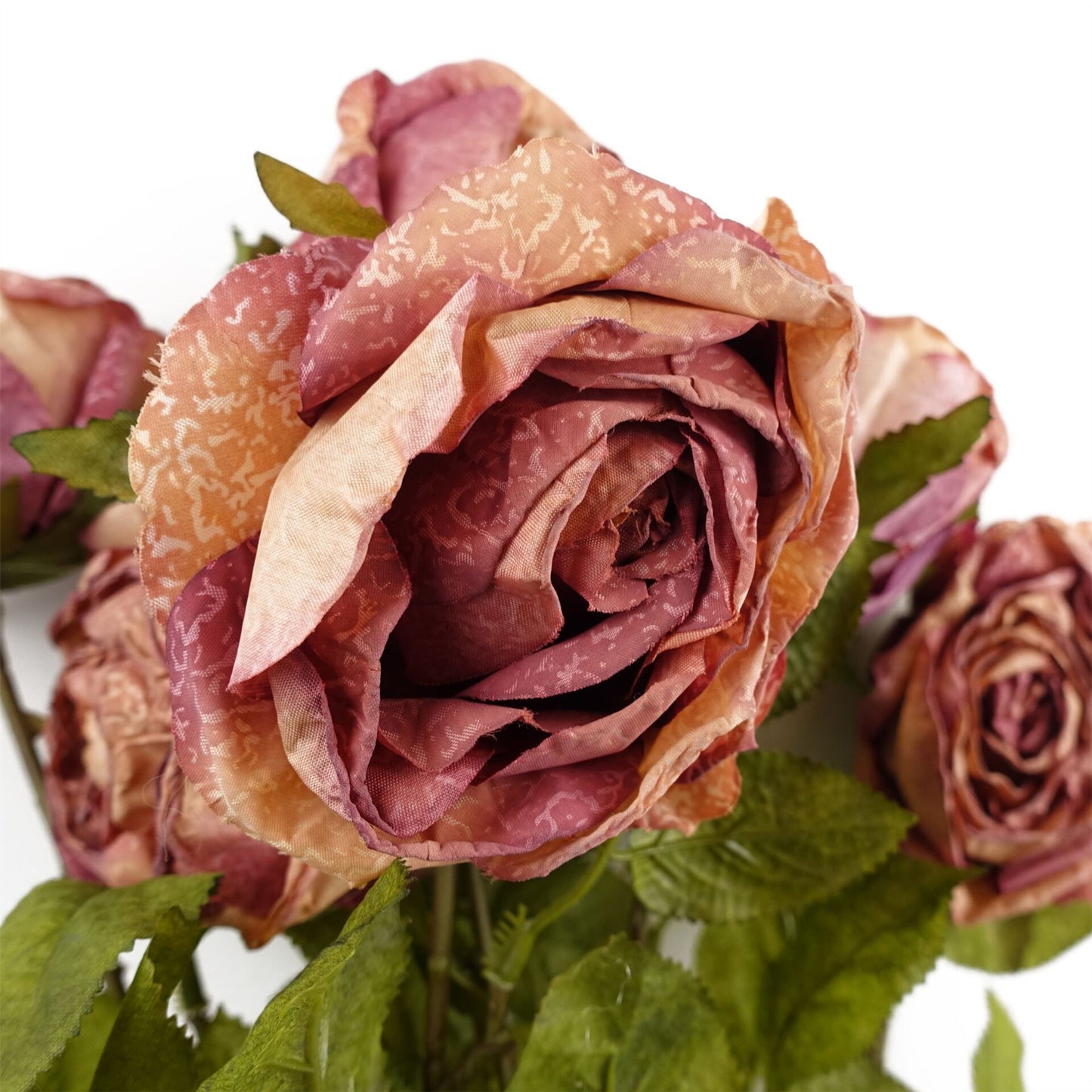 6 x 70cm Medium Artificial Dark Pink Rose Stems – Faux Roses for Vases & Displays