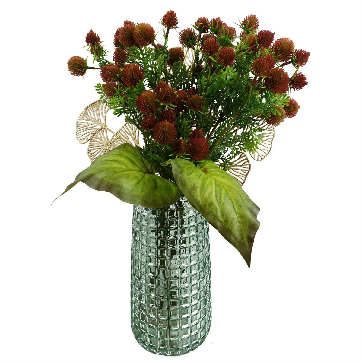 55cm Small Artificial Red Craspedia Flower – Realistic Faux Stem