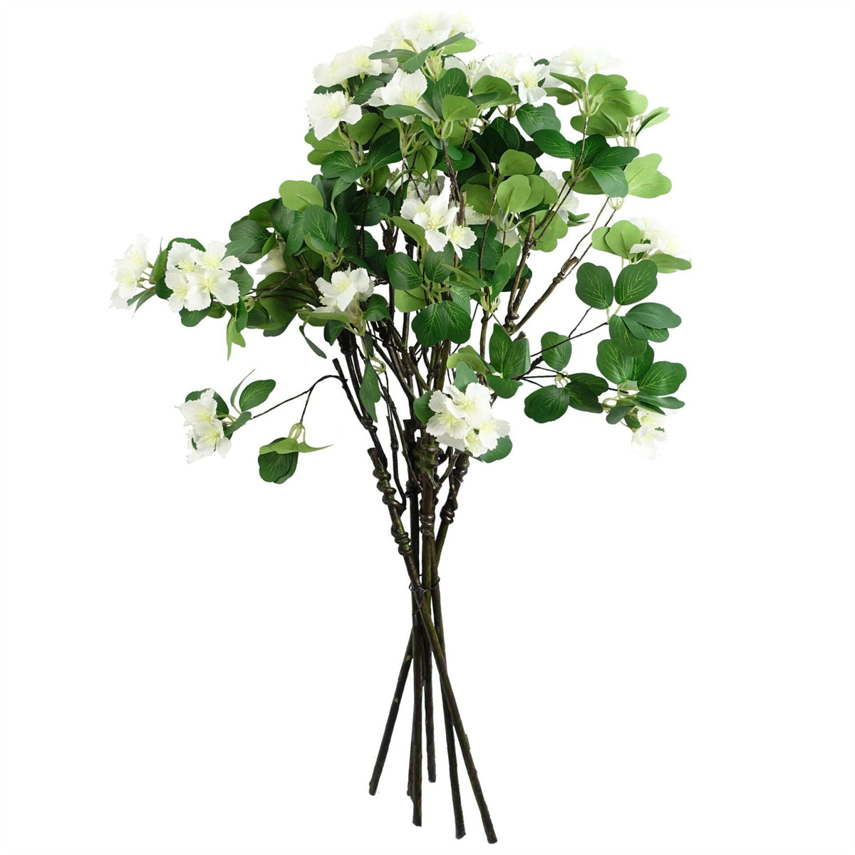 6 x 60cm Medium Artificial White Flowers & Foliage – Realistic Faux Flower Spray