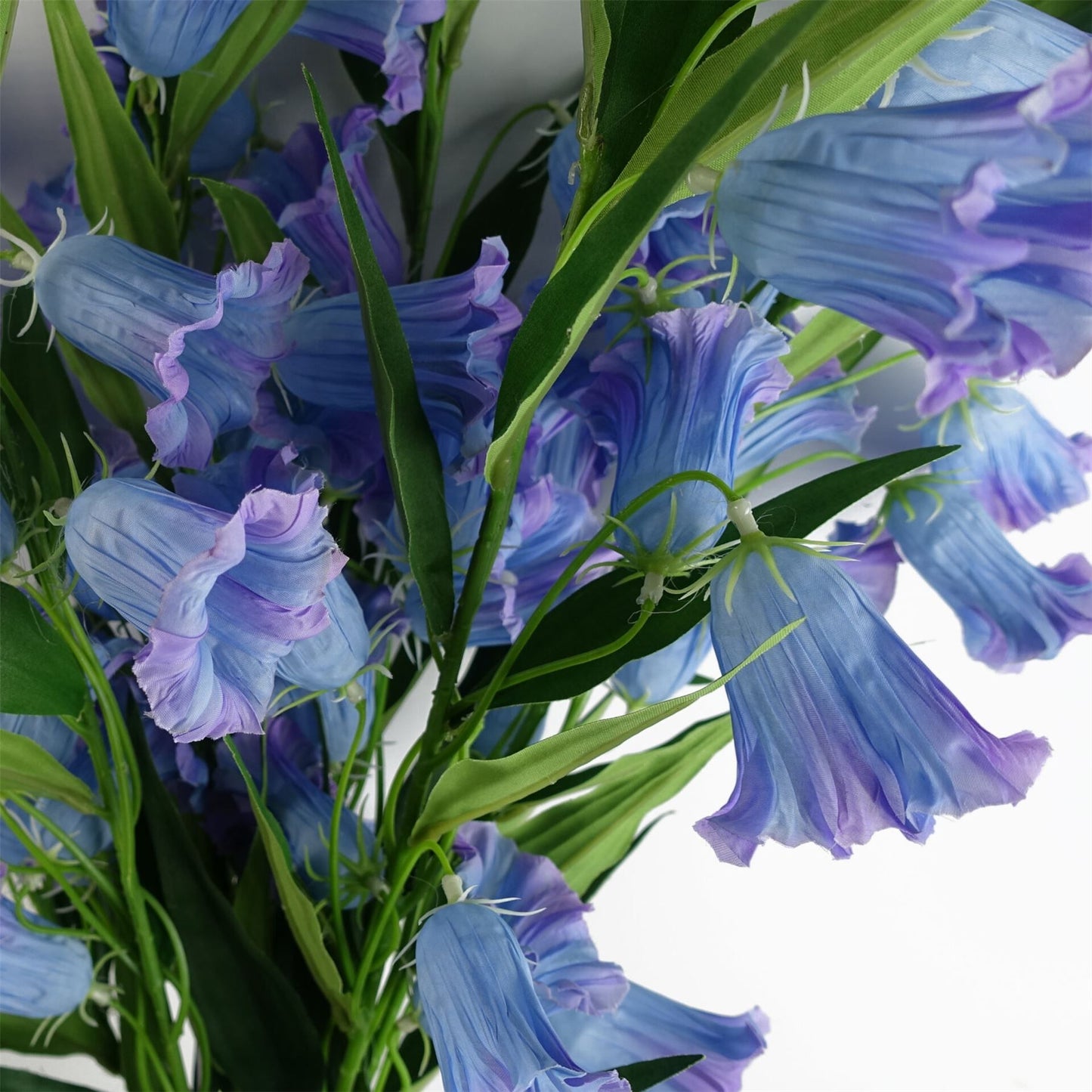 6 x 100cm Large Artificial Blue Trumpet Flower Stems – Faux Floral Arrangement Set