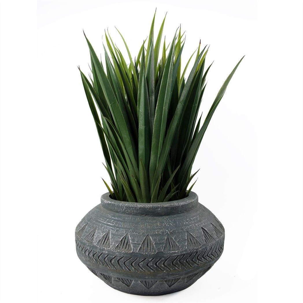 40cm x 21cm Large Grey Gliese Triangle Composite Planter – Rustic Indoor Plant Pot