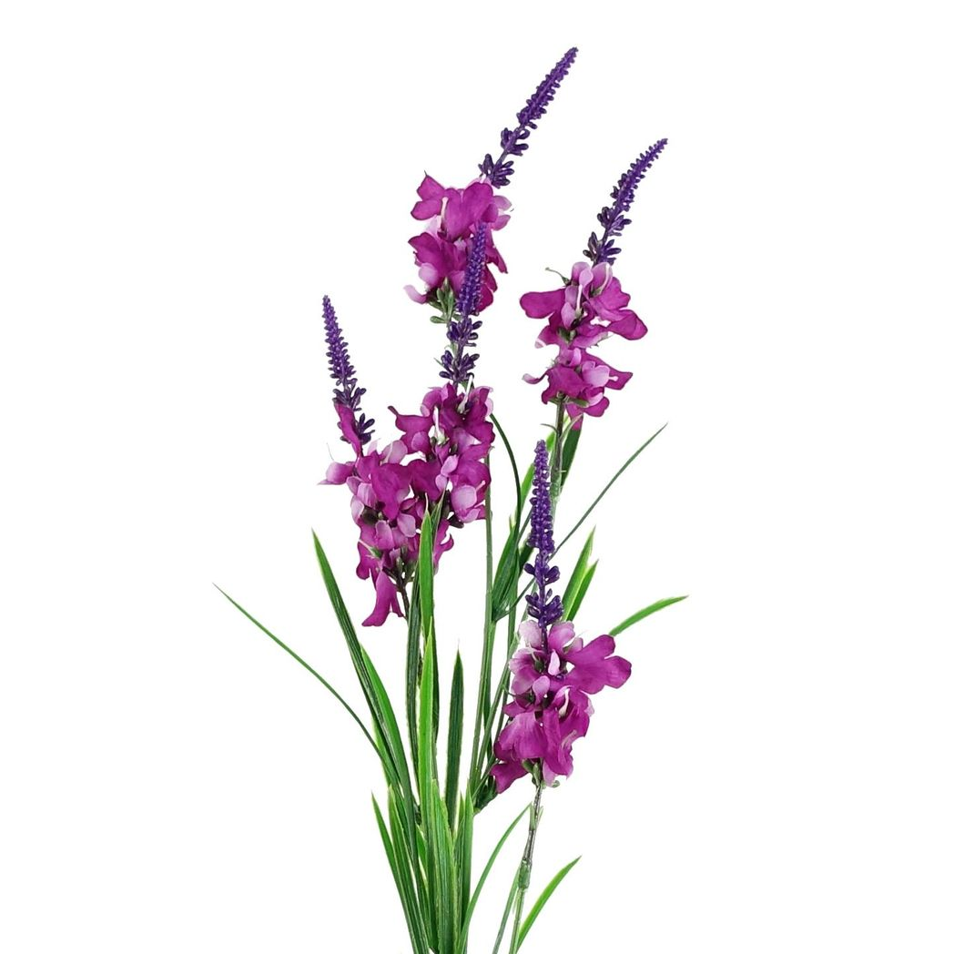 6 x 80cm Medium Dark Pink Artificial Larkspur Stems – Silk Flower Set