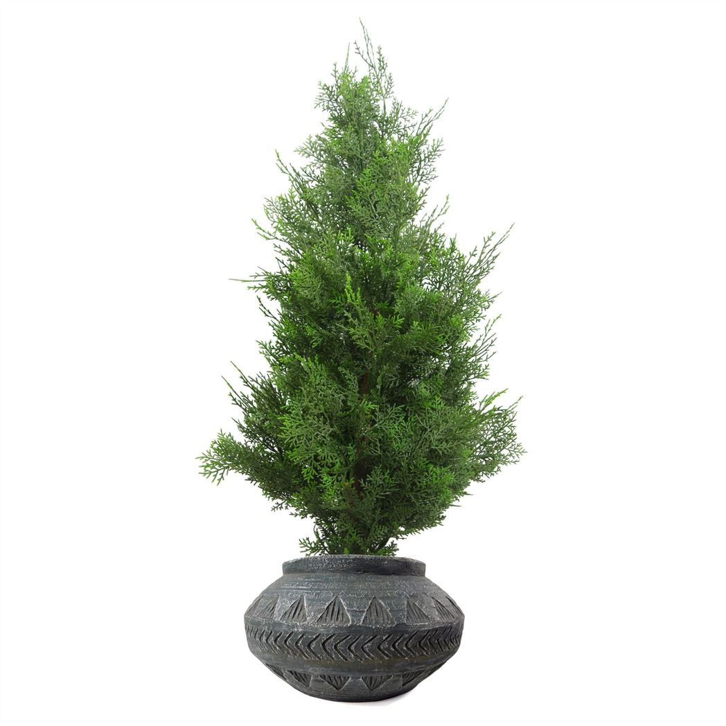 40cm x 21cm Large Grey Gliese Triangle Composite Planter – Rustic Indoor Plant Pot