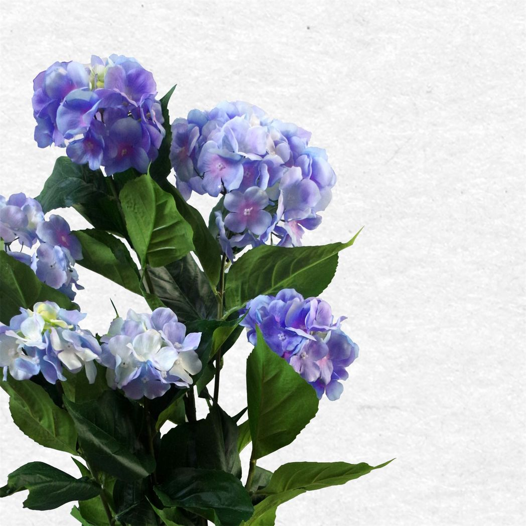 90cm Large Artificial Blue Hydrangea Bush – Realistic Faux Hydrangea Plant