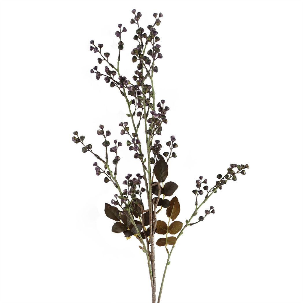 6 x 85cm Medium Artificial Dark Purple Berry Stems – Faux Berry Stem Set