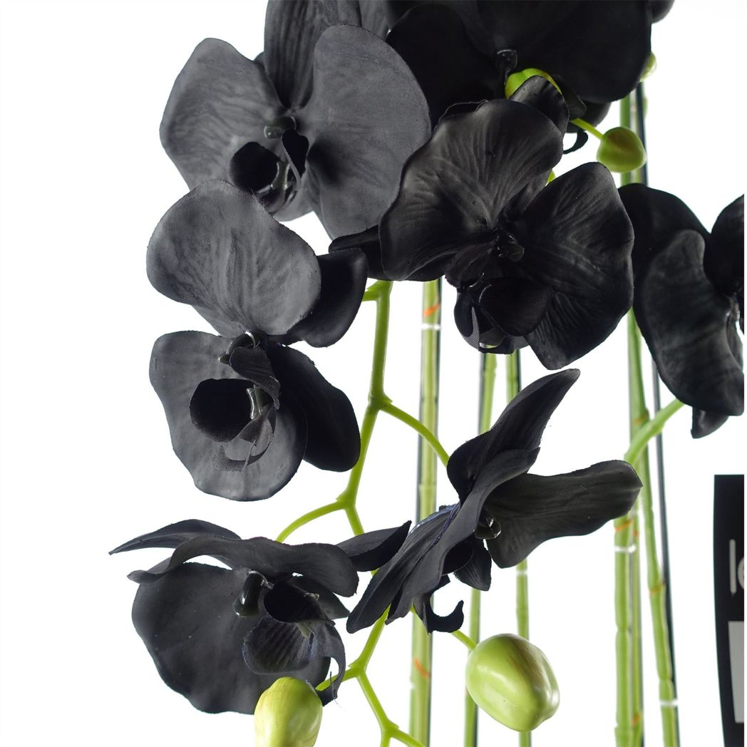 110cm Large Black Artificial Orchid Plant – 41 Real Touch Flowers for Modern Home Décor