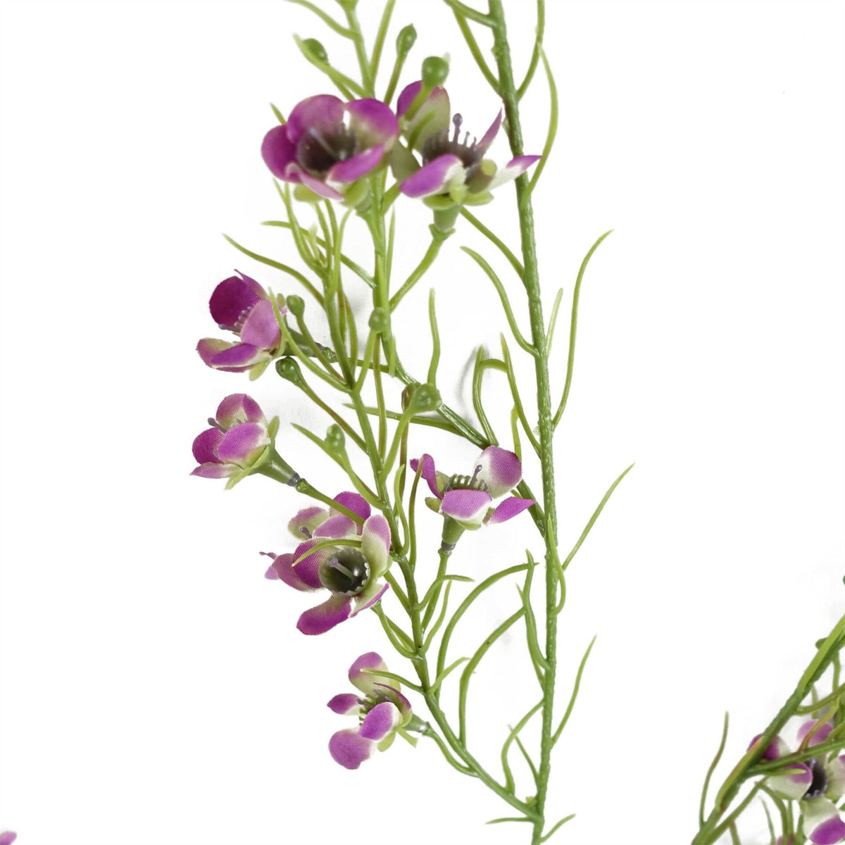 6 x 100cm Large Artificial Foliage with Small Purple Flowers Bare Stems – Realistic Faux Flower Stems